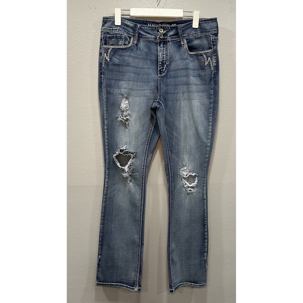 Hydraulic Denim Jeans 16W Blue Nolita Curvy Micro Boot  Bling Pockets Distressed